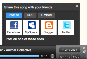 Lala share tab in player
