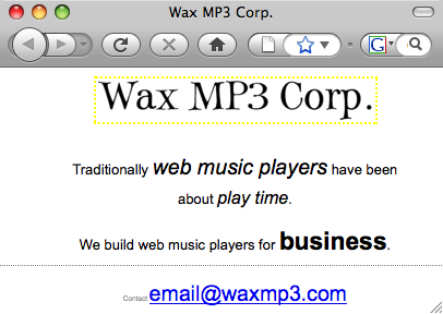 Wax MP3 Corp: music players for business